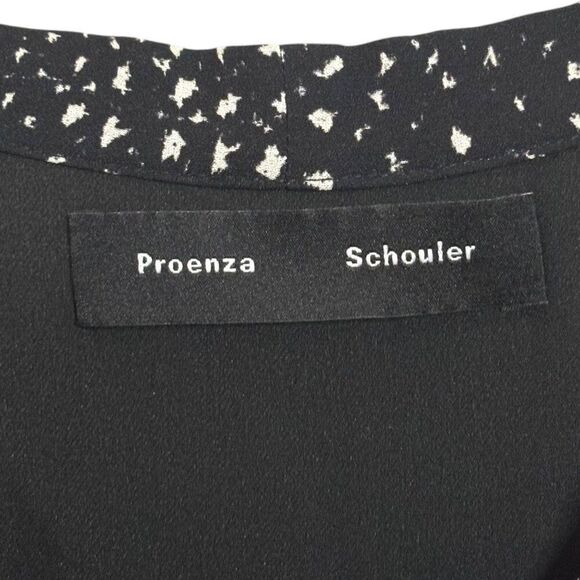 PROENZA SCHOULER 100% Silk Sleeveless Print Blouse Sz 2 Tie V-Neck Polka Dot Top - Picture 4 of 5